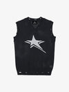 Distressed Jacquard Mesh Knit Vest