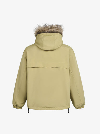 Winter Essential Faux Fur Trimmed Puffer Jacket with Arrow Buckle Design 