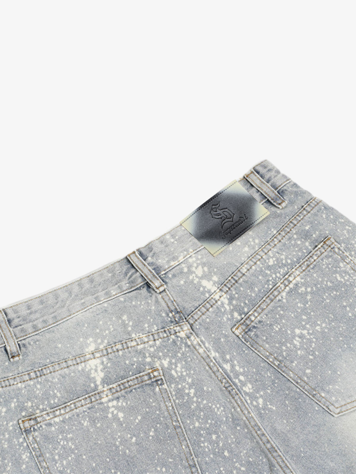 Splatter Washed Denim Shorts 