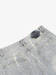 Splatter Washed Denim Shorts 