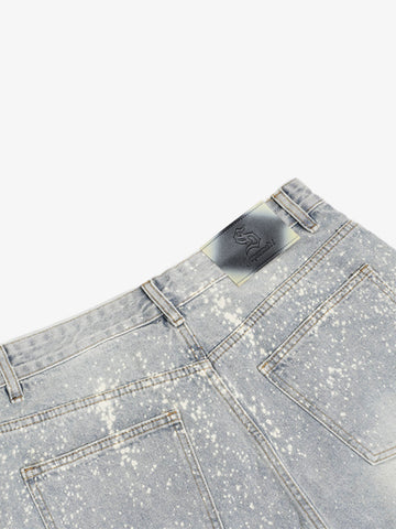 Splatter Washed Denim Shorts