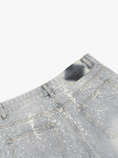 Splatter Washed Denim Shorts