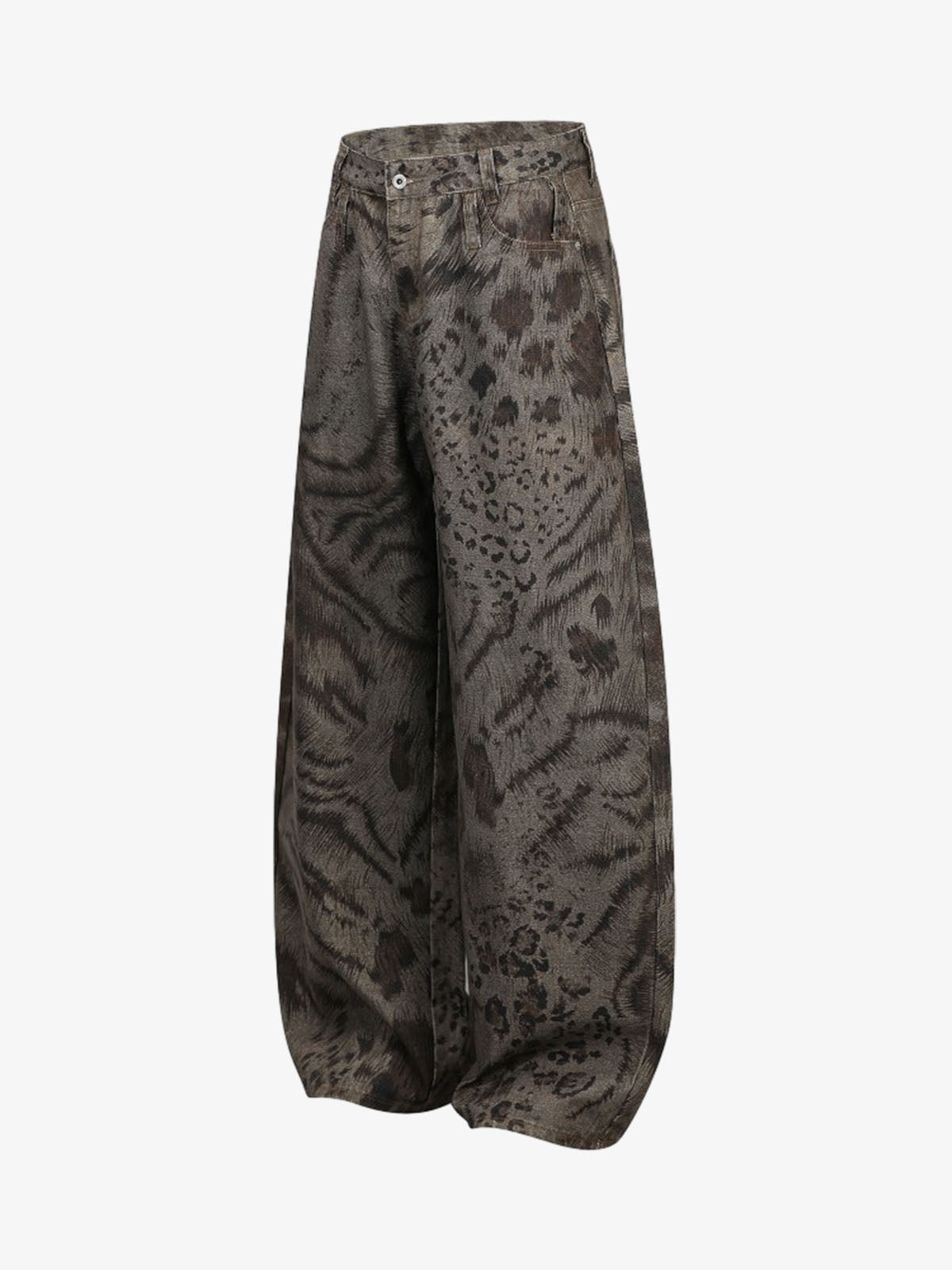 Leopard Tiger Curved-Leg Jeans 