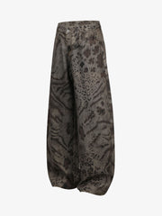 Leopard Tiger Curved-Leg Jeans 
