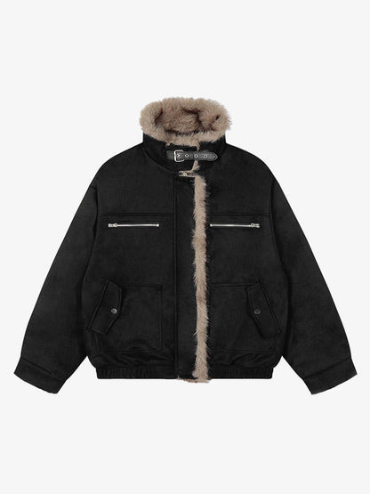 Stylish Faux Fur Collar Jacket for Men and Women - Perfect for Casual and Trendy Looks 