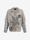 Graffiti Bear Graphic Striped Layered Long Sleeve Tee