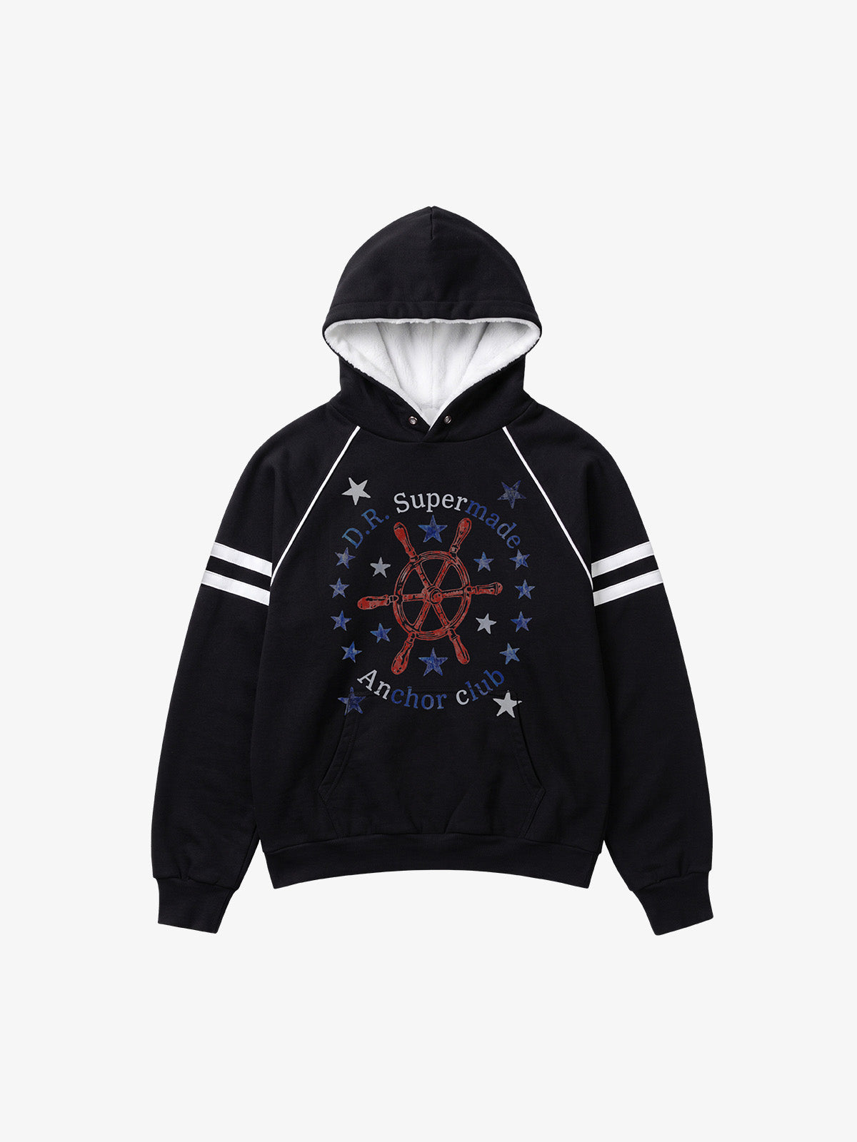 Ship-Wheel Graphic Fleece-Lined Hoodie