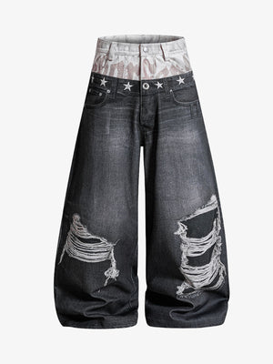 Jeans curvos con efecto de capas 3D