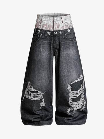 Jeans curvos con efecto de capas 3D