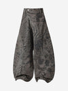 Leopard Patchwork Double-Button Curved-Leg Jeans