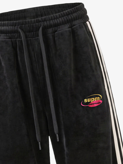 Logo Striped Suede Track Pants