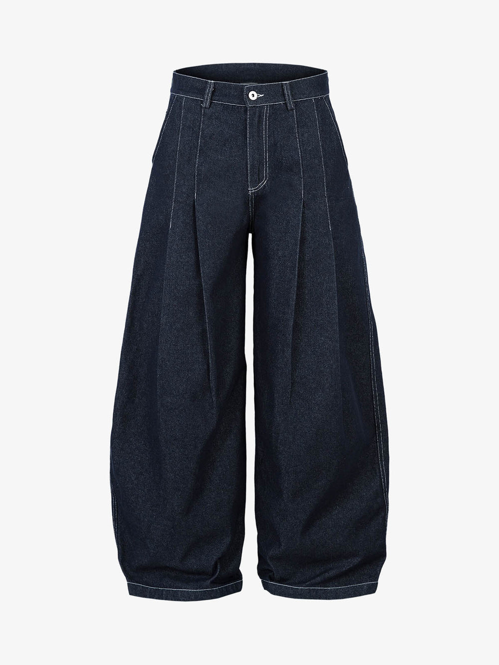 Deconstructed Contrast Stitching Pleated Baggy Barrel Jeans - 2343