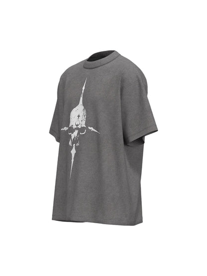 Distressed Skull Cross Graphic T-Shirt 