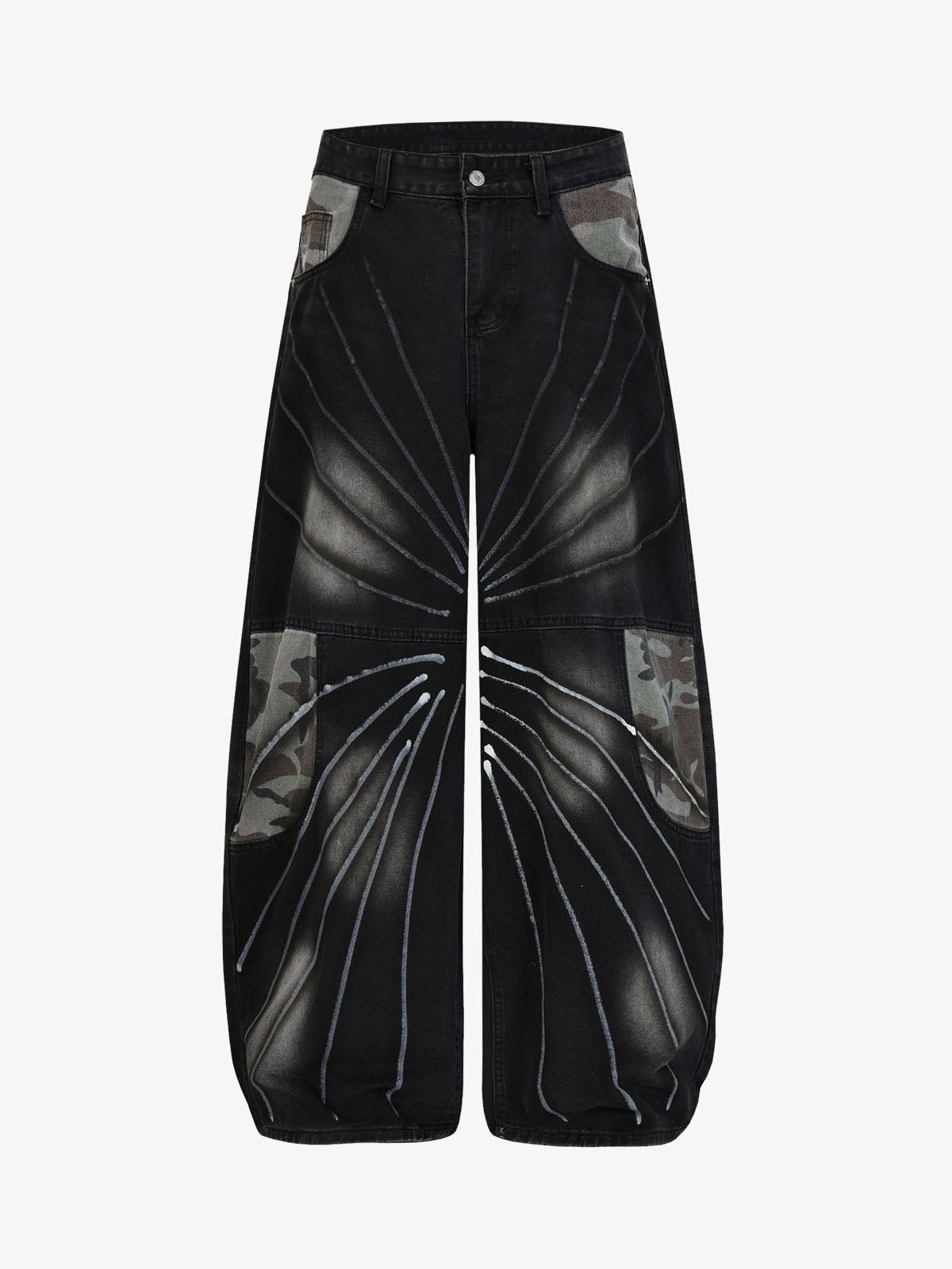 Butterfly Spray Graphic Camo Pocket Barrel Jeans