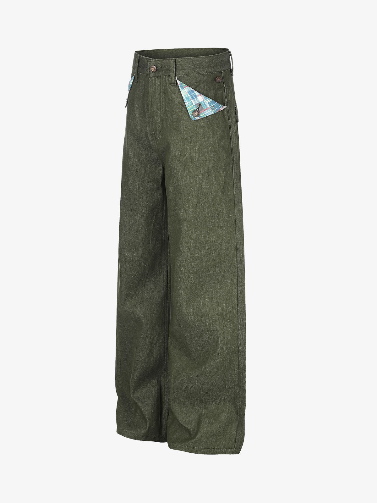 Button Detail Patchwork Jeans