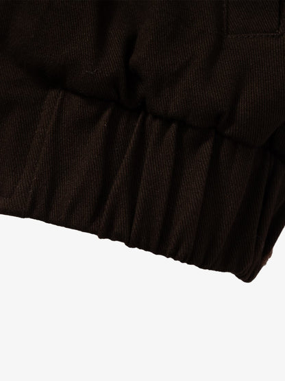 Thesupermade Oblique Zipper Design Lambswool Collar Quilted Jacket 