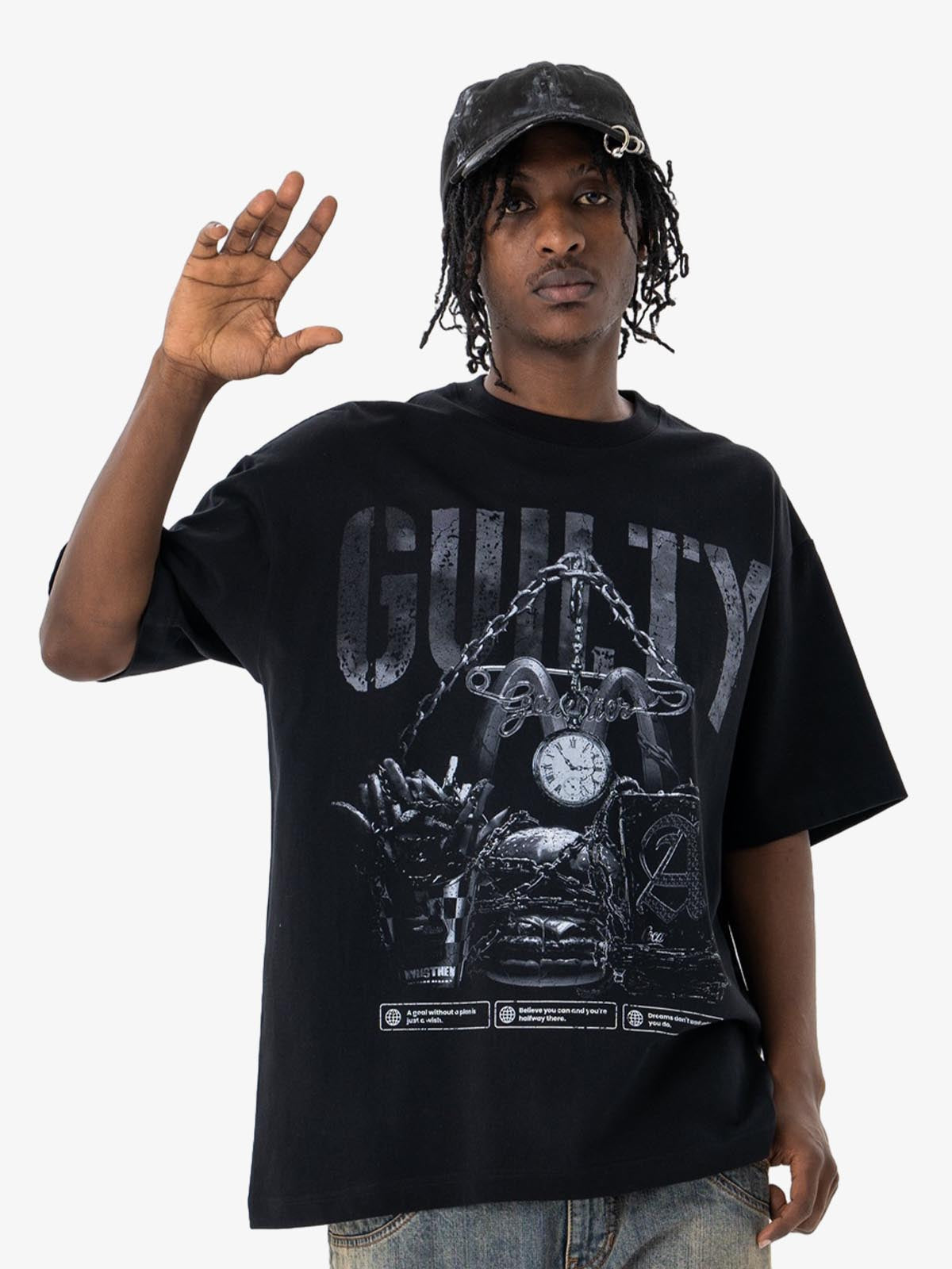 Vintage Chain Watch Print T-shirt 