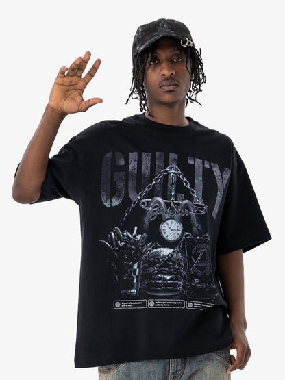 Vintage Chain Watch Print T-shirt 