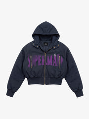 Graphic Cropped Hooded Jacket