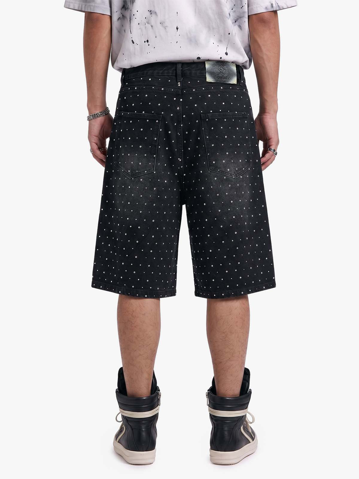 Pantaloncini di jeans ricamati con perle