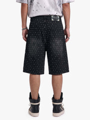 Pantaloncini di jeans ricamati con perle