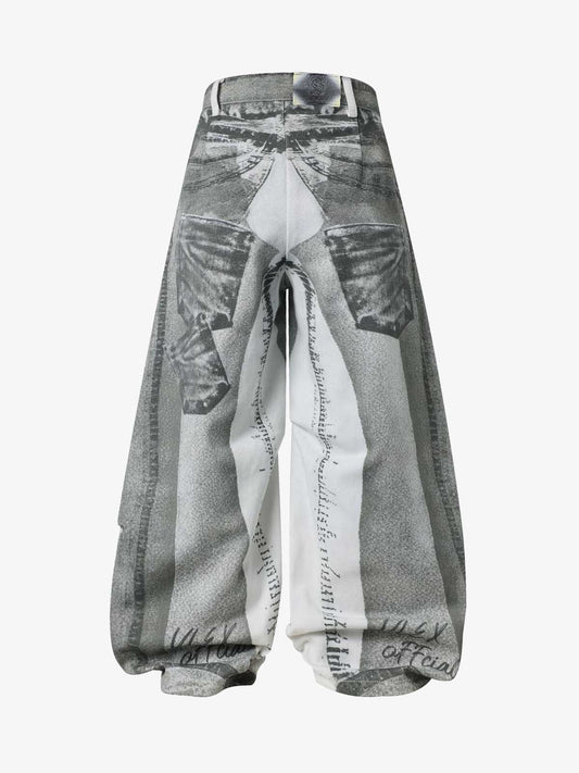 Vintage Illusion Graphic Ultra-Baggy Jeans