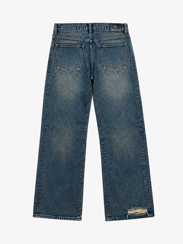 Barrage Graphic Washed Distressed Straight-Leg Jeans; Blue / S, Blue / M, Blue / L, Blue / XL, Blue / 2XL