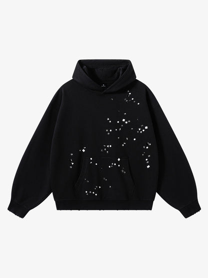 Metal Stud Detail Boxy Fit Hoodie