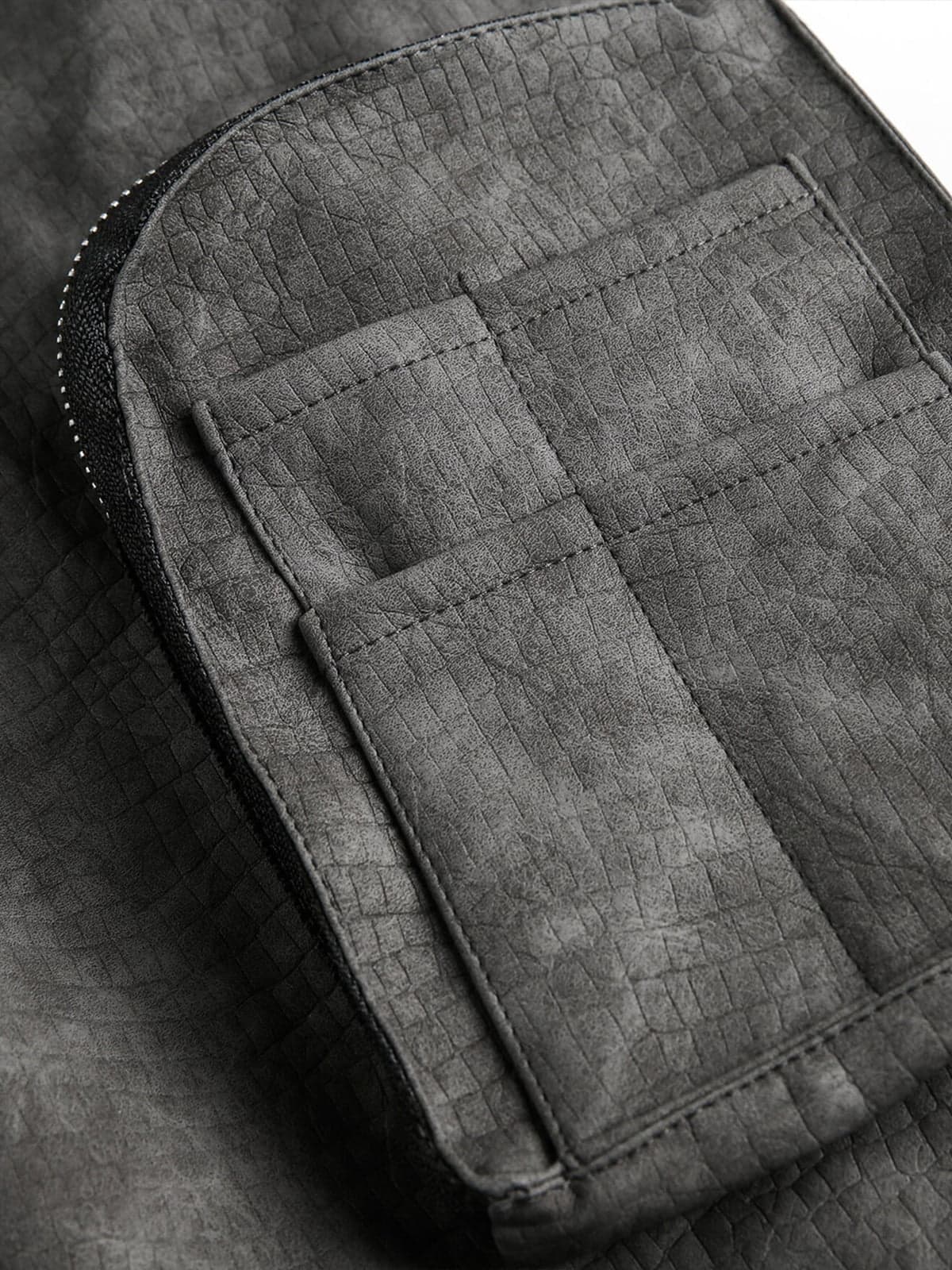 Patchwork Faux Leather Hooded Two-Piece Jacket 