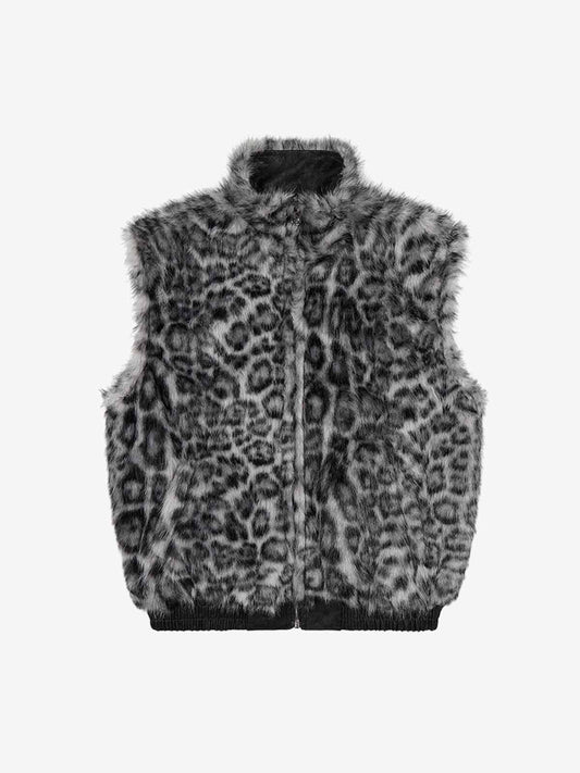 Stylish Sleeveless Vest with Leopard Trim for Men and Women - Perfect for Casual and Trendy Looks 