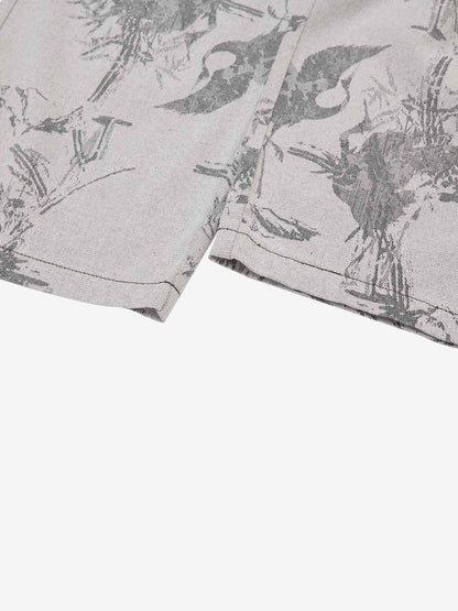 Vintage Jacquard Straight-Leg Jeans 