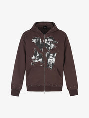 Studded Zip-Up Hooded Sweatshirt Jacket