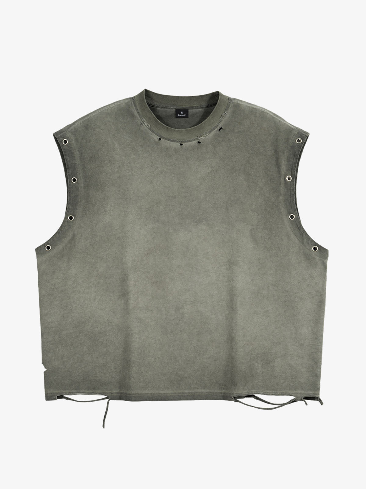 Grommet Side Washed Sleeveless T-Shirt 