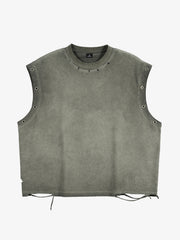 Grommet Side Washed Sleeveless T-Shirt 