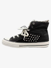 Zebra Studded Double-Layer Canvas Sneakers