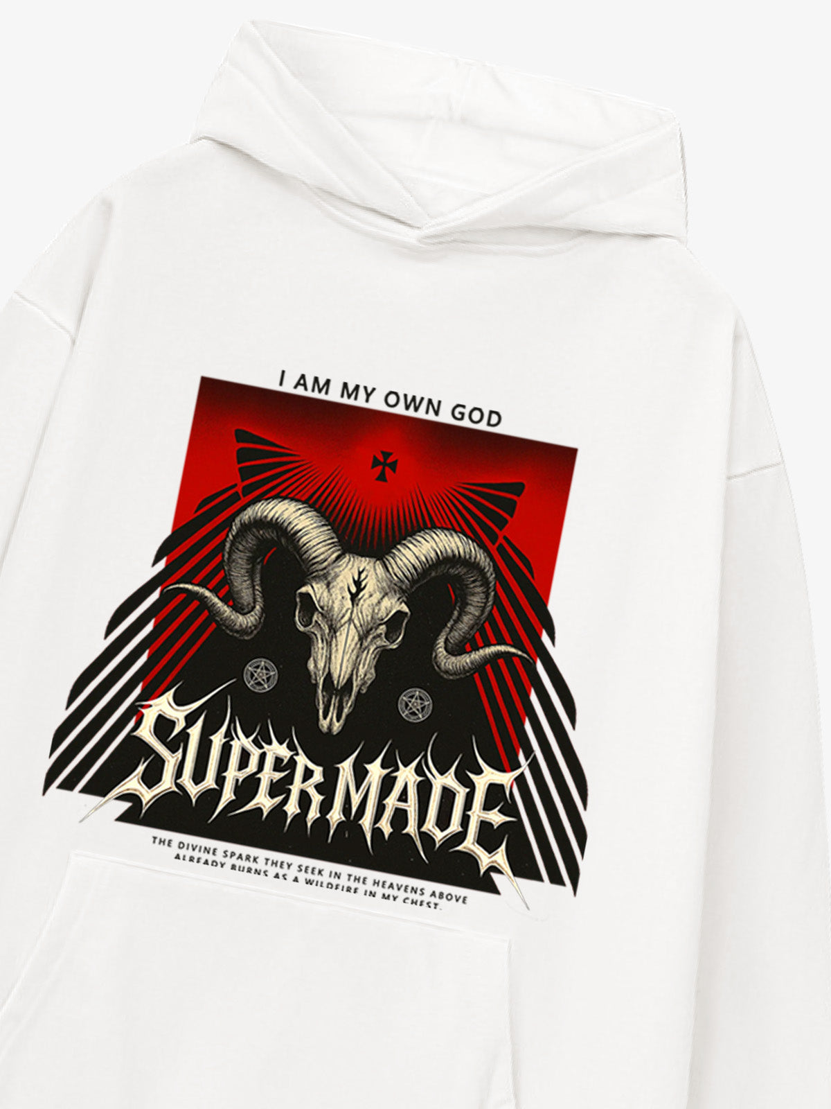 Supermade Dark Style Sheep Skull Hooded Sweatshirt 