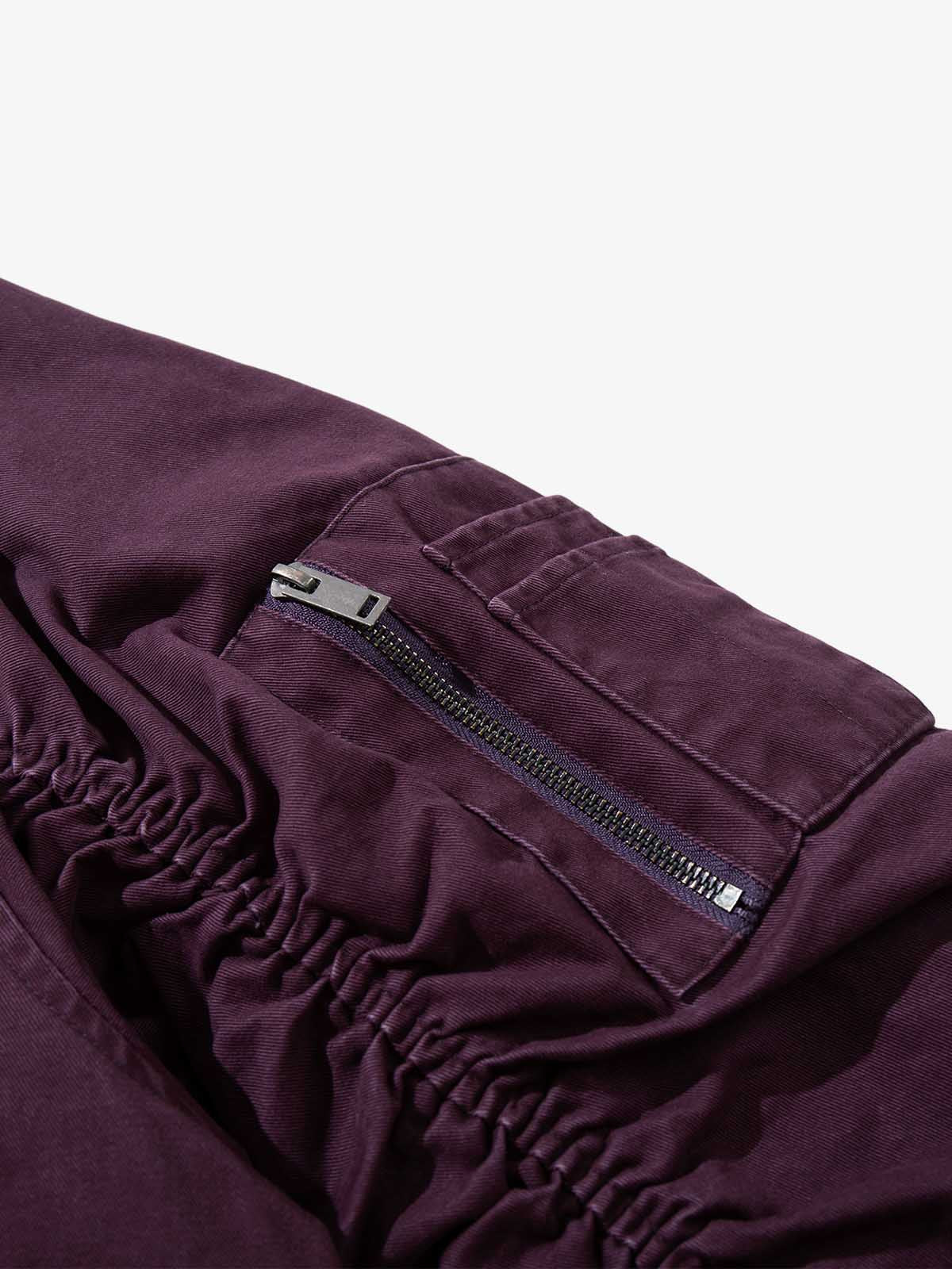 Ruched Metal Button Bomber Jacket