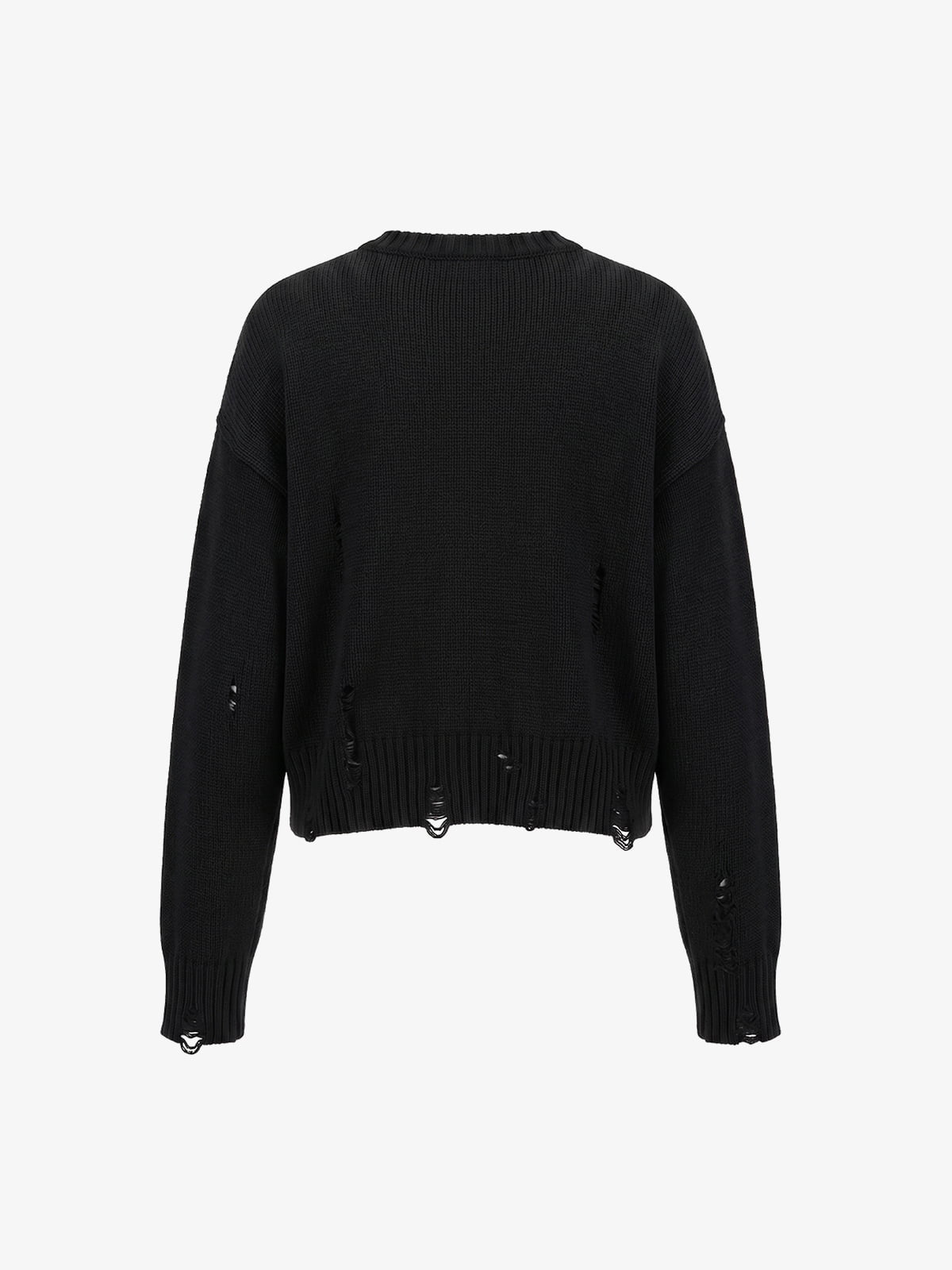 Graphic Distressed Knit Sweater