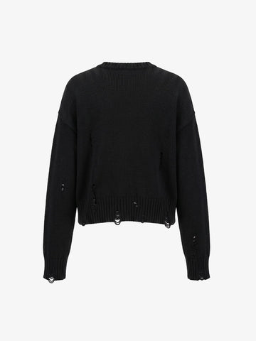 Graphic Distressed Knit Sweater