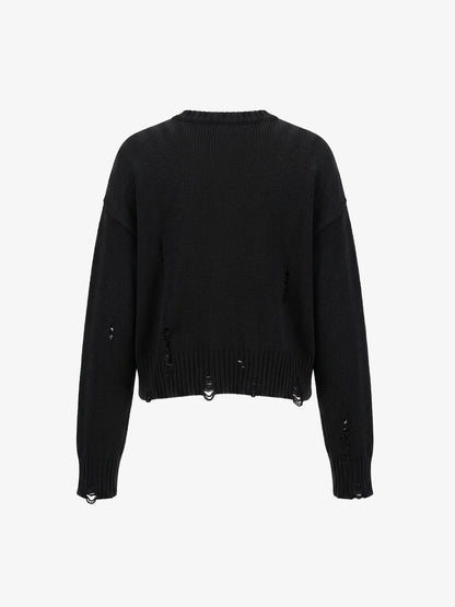 Graphic Distressed Knit Sweater