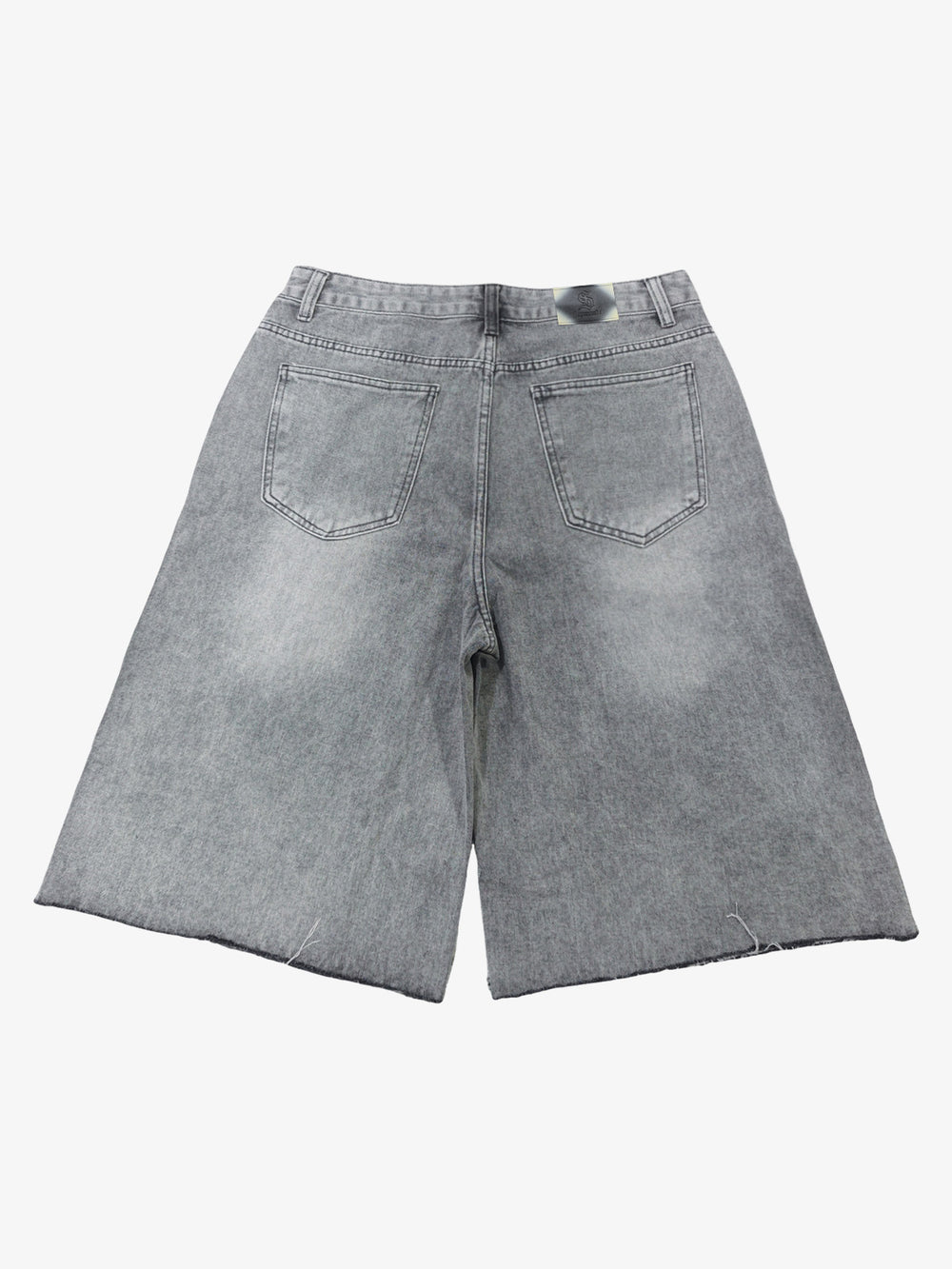 Embroidered Washed Denim Shorts