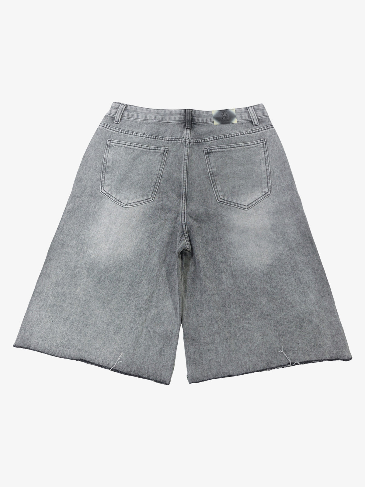 Embroidered Washed Denim Shorts