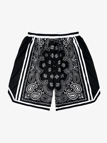 Polyester Snake Print Athletic Shorts with Bold Logo Design 