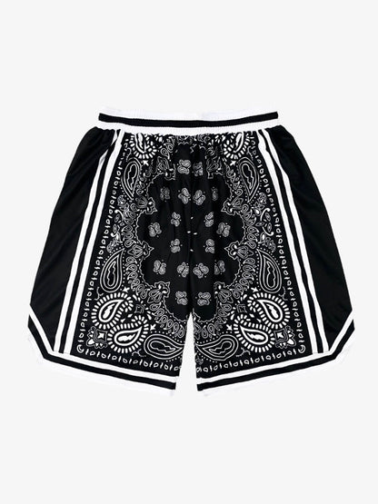 Polyester Snake Print Athletic Shorts with Bold Logo Design 