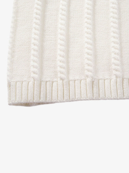 Retro Contrast Trim Ribbed Knit Polo Sweater 