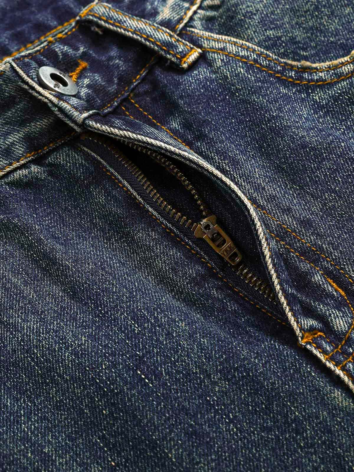 Washed Side Ripped Straight Jeans 
