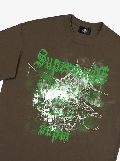 THE SUPERMADE Black Friday Gothic Skull Spiderweb Graphic T-Shirt 