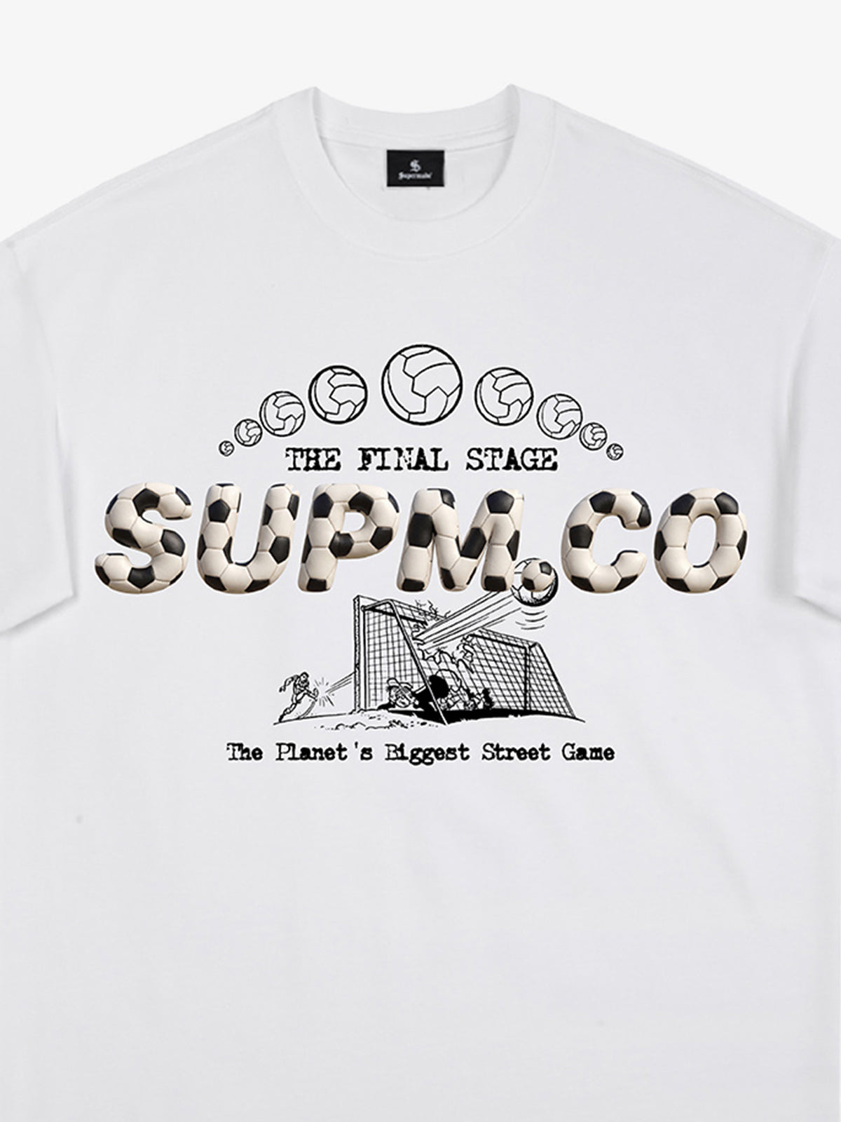 Cotton unisex solid short-sleeved T-shirt with a soccer collage logo and street football element print 