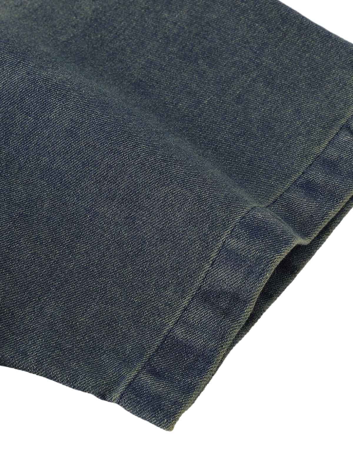 Distressed Washed Patchwork Gradient Denim T-shirt 