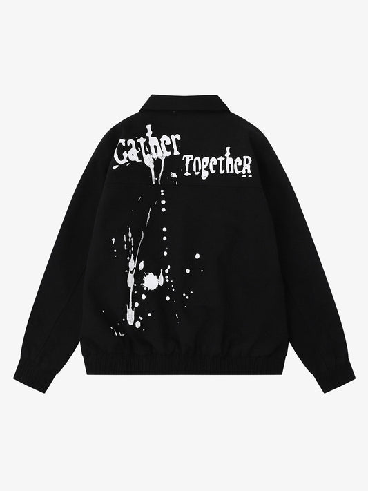 Dark Portrait Print Splatter Print Jacket